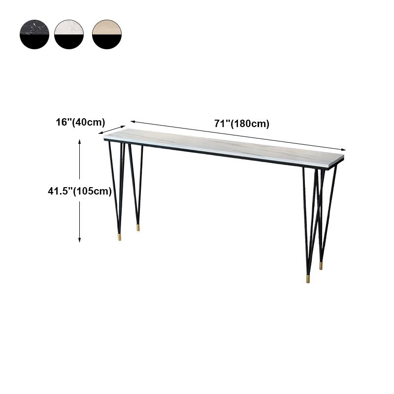 Modern Marble Pub Table with Rectangle Table Top Black Legs Table - 42" H Clearhalo 'Bar Furniture' 'Bar Tables' 'bar_tables' 'furn' 'furn_bar_tables' 'Furniture' 'furniture_bar_tables' 'Kitchen & Dining Furniture' 1200x1200_4b2e024f-817b-4fe5-a4ee-1d65357e7fda