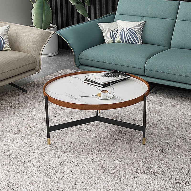 3 Legs Base Design Black Metal Base Rock Slab Top Round Coffee Table Clearhalo 'Coffee & Accent Tables' 'Coffee Tables' 'coffee_tables' 'Furniture' 'furniture_coffee_tables' 'Living Room Furniture' 1200x1200_4b305627-cad9-4615-bdbe-3b09543fd915