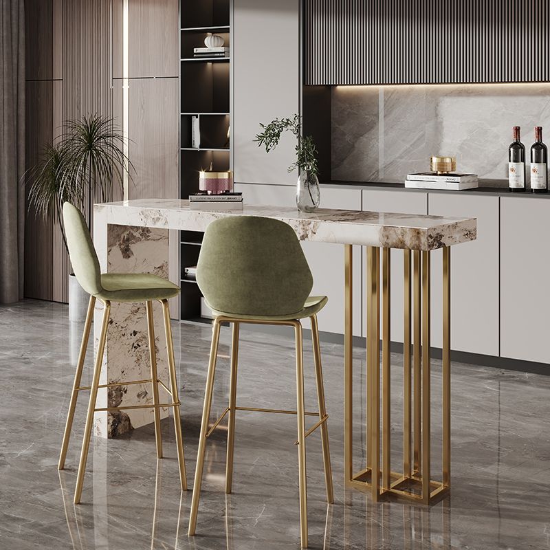 Nordic Glam Style Rectangle Bar Counter Table Sintered Stone Dining Table with Metal Legs Clearhalo 'Bar Furniture' 'Bar Tables' 'bar_tables' 'furn' 'furn_bar_tables' 'Furniture' 'furniture_bar_tables' 'Kitchen & Dining Furniture' 1200x1200_4b329218-9b22-4271-aabb-b8757d505fd7