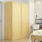 Sliding Door Wardrobe Cabinet with Garment Rod Wooden Wardrobe Closet