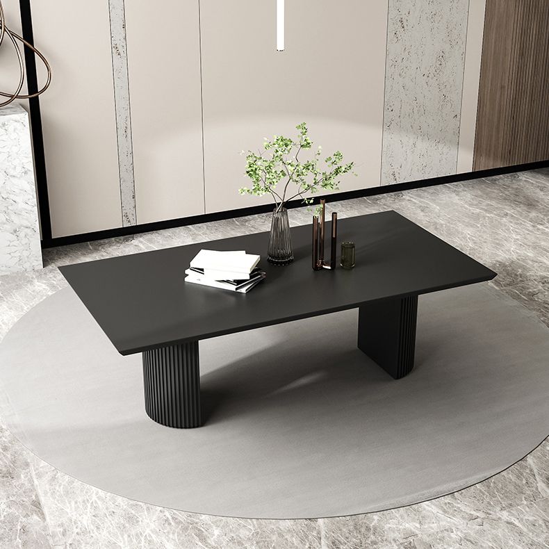 Table à manger en bois massif en pin table de piédestal double en noir pour la cuisine