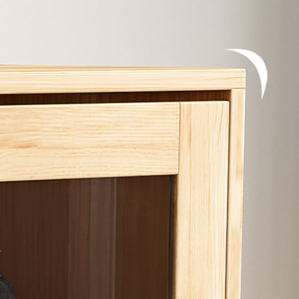 Natural Pine Wood 31.5" Wide Accent Cabinet with Glass Paned Clearhalo 'Cabinets & Chests' 'cabinets_chests' 'furn' 'furn_cabinets_chests' 'Furniture' 'Living Room Furniture' 1200x1200_4b339c1b-505c-4913-8c9f-1a289a4a260f