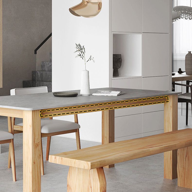 Sintered Stone Top Dining Table Modern Rectangle Table with Wooden Base Clearhalo ' dining_table' 'Dining Tables & Seating' 'Dining Tables' 'furn' 'furn_dining_table' 'Furniture' 'furniture_dining_table' 'Kitchen & Dining Furniture' 'kitchen&dining_furn' 'kitchen' 'kitchen_dining_table' 1200x1200_4b355f16-2542-4e79-9a3d-d58ae380fbb4