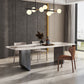Metal Traditional Luxury Rectangle Table Sintered Stone Table with Double Pedestal Base Clearhalo 'Dining Tables & Seating' 'Dining Tables' 'dining_table' 'furn' 'furn_dining_table' 'Furniture' 'Kitchen & Dining Furniture' 1200x1200_4b359471-6df5-43db-a611-32f625124ce7