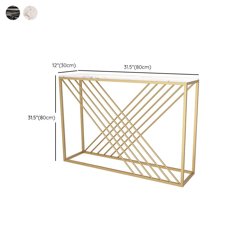 Modern Console Accent Table Antique Finish Rectangle Console Sofa Table in Marble
