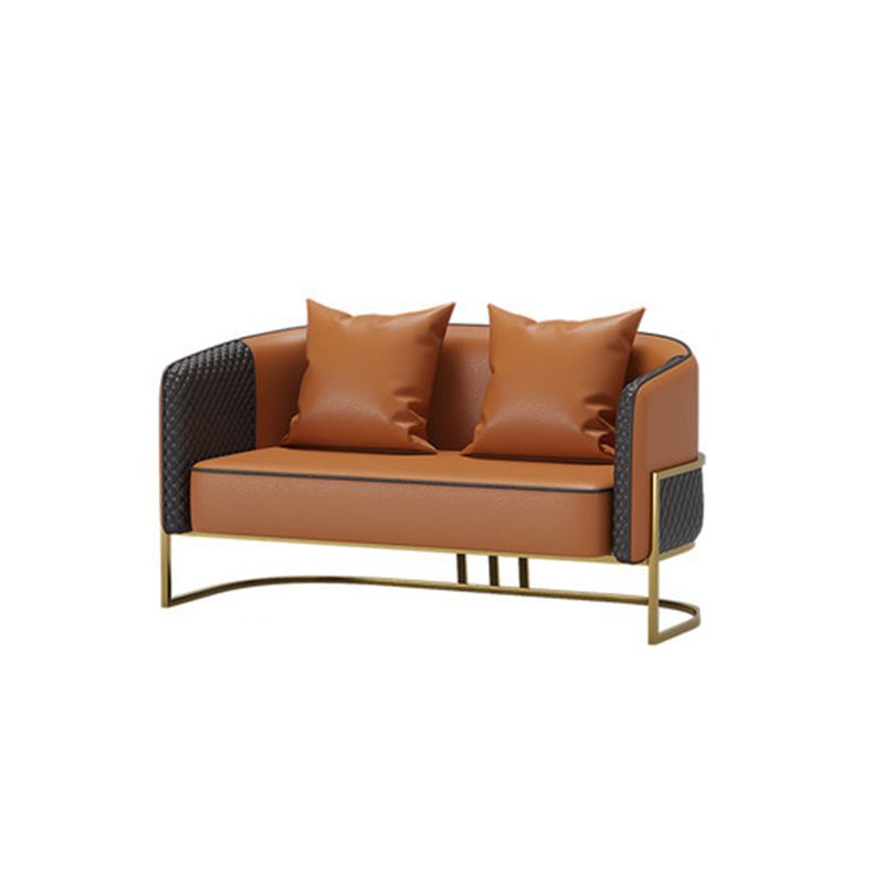 Genuine Leather Sofa Contemporary Tuxedo Arm Sofa with Tight Back