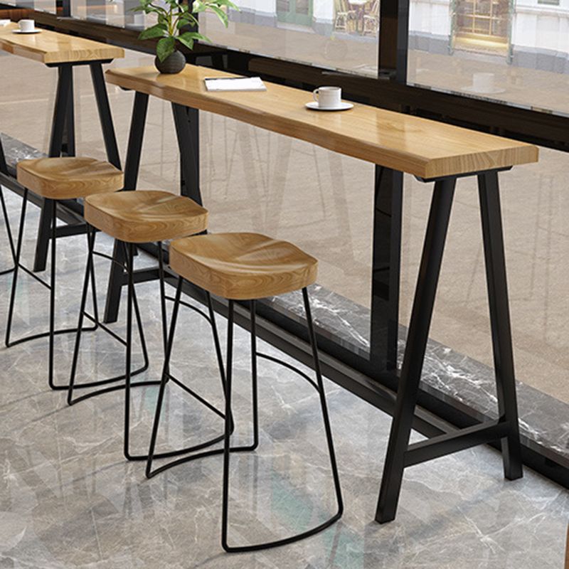 Modern Solid Wood Bar Table Brown Trestle Base Dining Table for Living Room Clearhalo 'Bar Furniture' 'Bar Tables' 'bar_tables' 'furn' 'furn_bar_tables' 'Furniture' 'Kitchen & Dining Furniture' 1200x1200_4b39000a-216a-42ba-8a80-7266333d1b4e