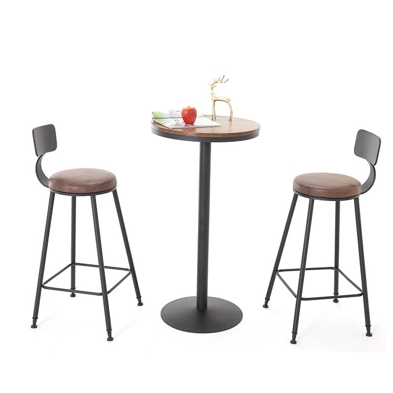 Industrial Black Iron Bar Table Wood 21.65" W Top Indoor Bistro Table with Pedestal Clearhalo 'Bar Furniture' 'Bar Tables' 'bar_tables' 'furn' 'furn_bar_tables' 'Furniture' 'furniture_bar_tables' 'Kitchen & Dining Furniture' 'kitchen&dining_furn' 'kitchen' 1200x1200_4b3ab5c0-7f17-4cef-9426-64e9923b2a5f