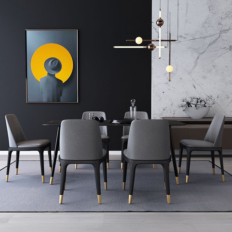Industrial Sintered Stone Dining Table Rectangle Table with 4 Legs Clearhalo 'Dining Tables & Seating' 'Dining Tables' 'dining_table' 'furn' 'furn_dining_table' 'Furniture' 'Kitchen & Dining Furniture' 1200x1200_4b3aef24-17dc-4721-932e-2c711464d409