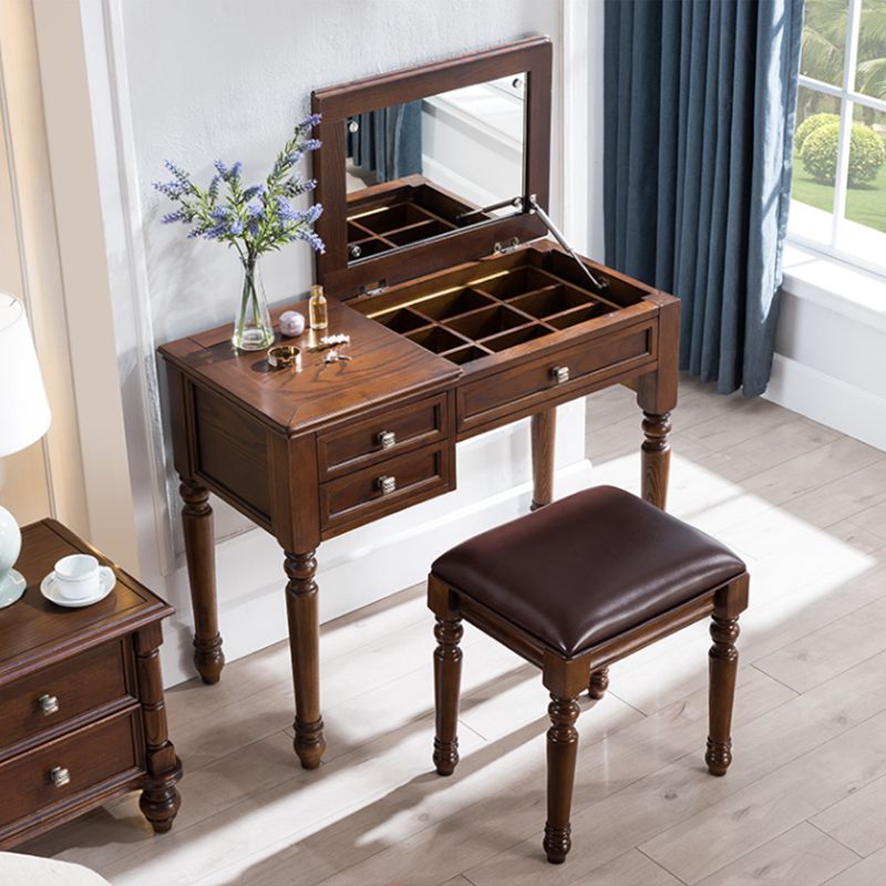 30,7 "Altezza 2-Drawer marrone in legno in legno in legno in legno Specchio Makeup Vanity