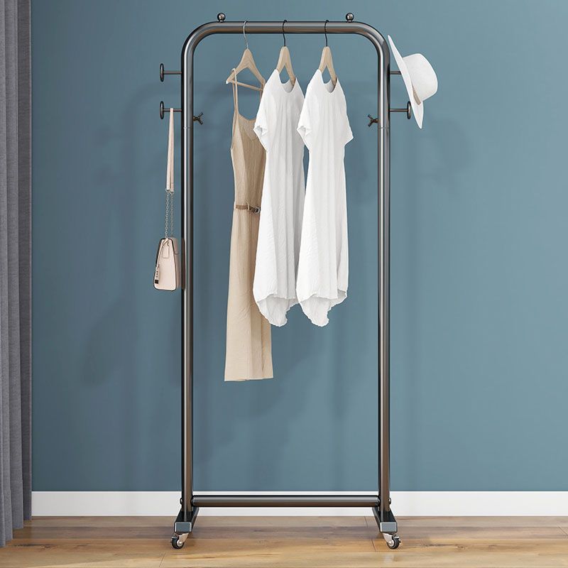 Modern Coat Rack Metal Hanging Rail and 4 Hooks Entry Hall Tree Clearhalo 'Entry & Mudroom Furniture' 'furn' 'furn_hall_tree_coat_racks' 'Furniture' 'Hall Trees & Coat Racks' 'hall_tree_coat_racks' 1200x1200_4b3d7311-3637-4894-9bb8-71fd98db2a76