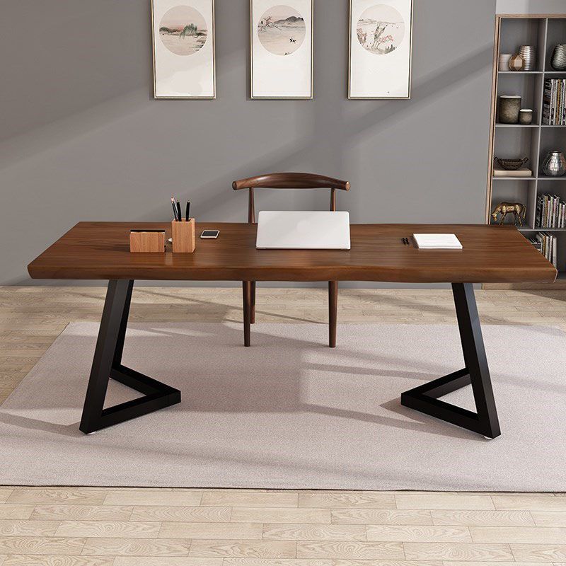 Solid Wood Study Table Home Office Industrial Free Form Writing Desk Clearhalo 'furn' 'furn_office_desk' 'Furniture' 'furniture_office_desk' 'Office Desks' 'Office Furniture' 'office_desk' 1200x1200_4b3e090d-3484-4dcf-be69-cc59cee24403