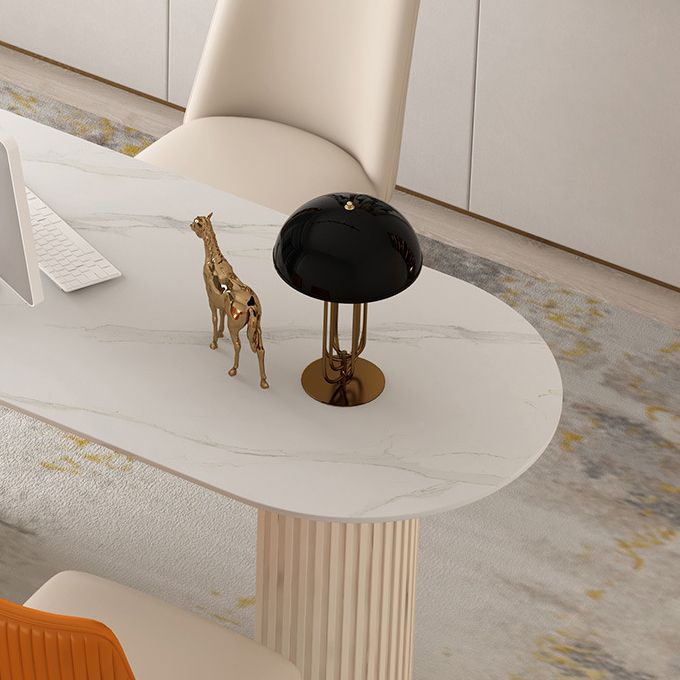 Bureau de bureau d'écriture ovale contemporain Bureau de bureau en blanc avec des jambes