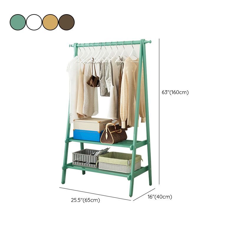 Modern massief houten jas hangers vrijstaand kaprek met opbergplanken