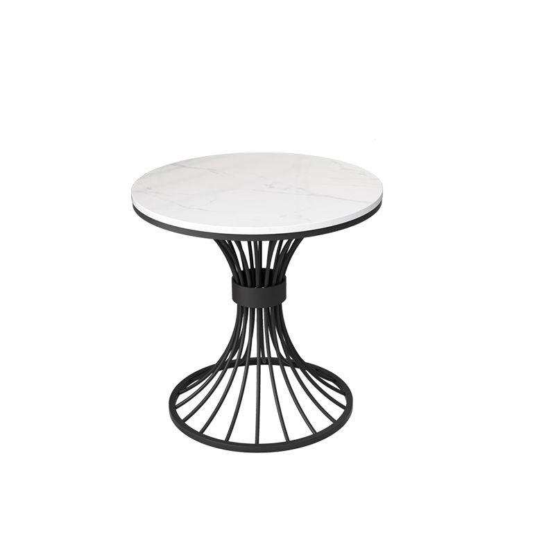 Modern Round Marble Top Side Table Ironcraft Pedestal End Table
