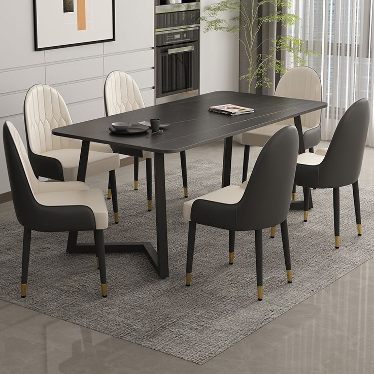 Minimalist Traditional Height Sintered Stone Top Dining Table Rectangle Dining Room Set For Kitchen Clearhalo 'Dining Room Sets' 'Dining Tables & Seating' 'dining_room_set' 'furn' 'furn_dining_room_set' 'Furniture' 'furniture_dining_room_set' 'Kitchen & Dining Furniture' 'kitchen&dining_furn' 'kitchen' 1200x1200_4b43a4fd-88ac-4904-9ded-d2b6118314c4