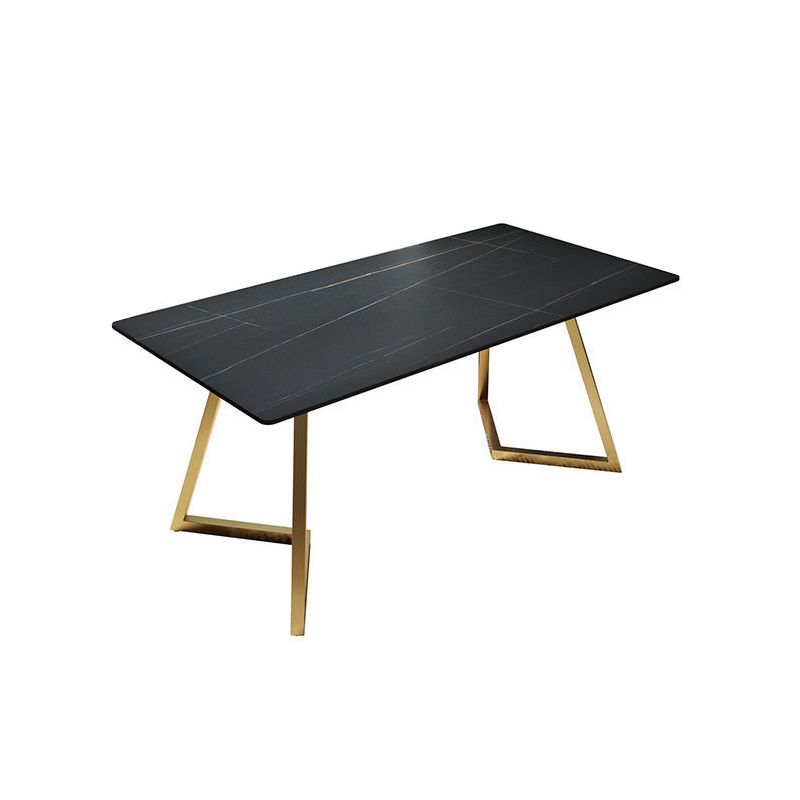 Glam -Schreibtisch Stein rechteckig 29,53 "großer Büroschreibtisch mit goldenen Beinen