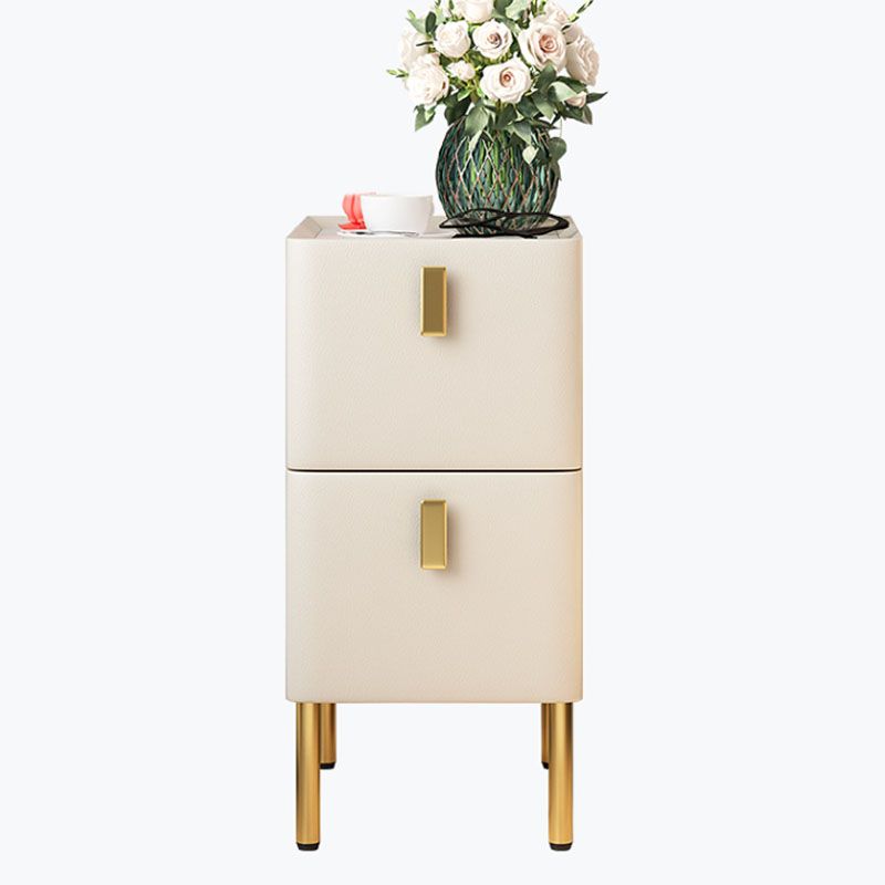 寝室用の2つの木製の引き出しが付いた現代の石のベッドサイドキャビネット