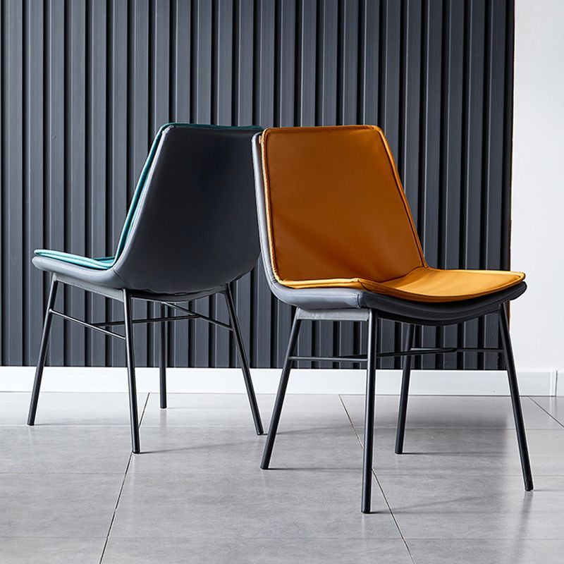 Industrial Design Faux Leather Dining Chairs Armless Solid Back Chair Clearhalo ' kitchen&dining_furn' 'Dining Chairs' 'Dining Tables & Seating' 'dining_chair' 'furn' 'furn_dining_chair' 'Furniture' 'furniture_dining_chair' 'Kitchen & Dining Furniture' 'kitchen' 1200x1200_4b4adfac-d112-4850-a6f4-e88013f02824