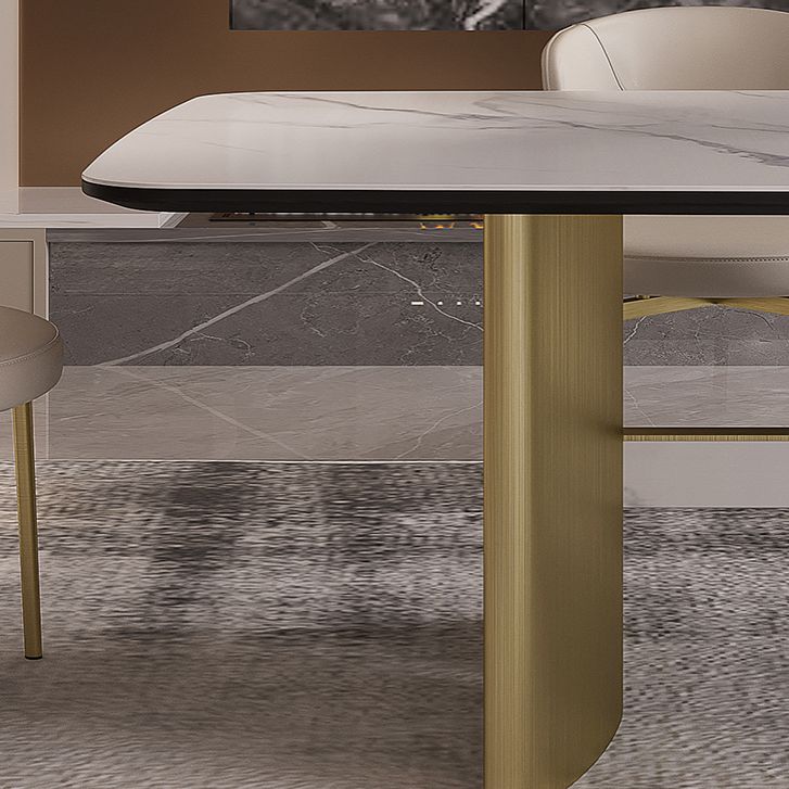 Set da tavolo rettangolare in pietra sinterizzata stile nordico glam Set da pranzo da 1/4/5/7 pezzi per la casa