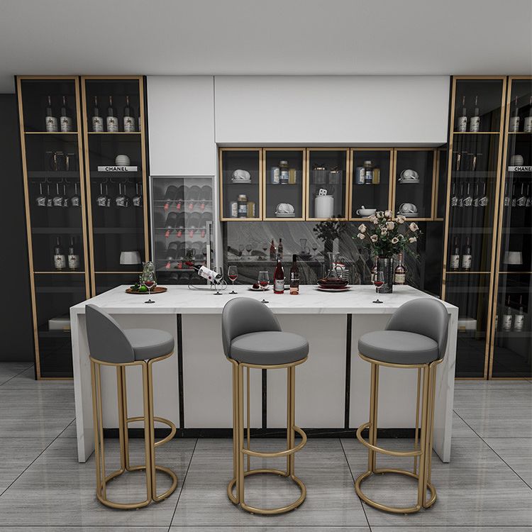 Glam Armless Backrest Counter Stool Iron Restaurant Bar Stool with Cushion and Pedal Clearhalo 'Bar Furniture' 'Bar Stools' 'bar_stools' 'furn' 'furn_bar_stools' 'Furniture' 'Kitchen & Dining Furniture' 1200x1200_4b4dad72-79a4-4b3f-a857-9861c8eced3d