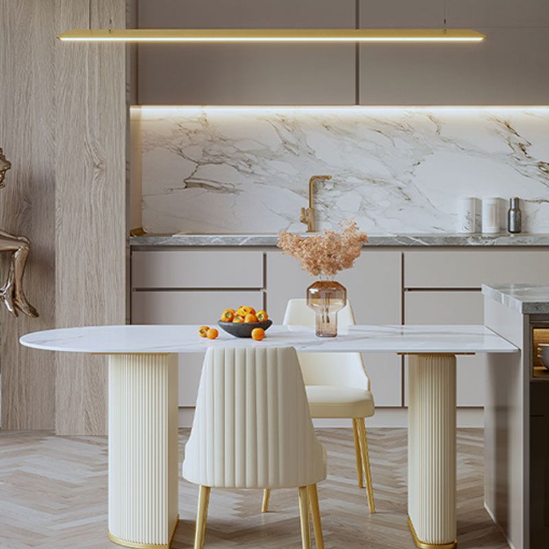 Table à ardoise et en métal Glam Style Simple Restaurant Table à manger de forme libre