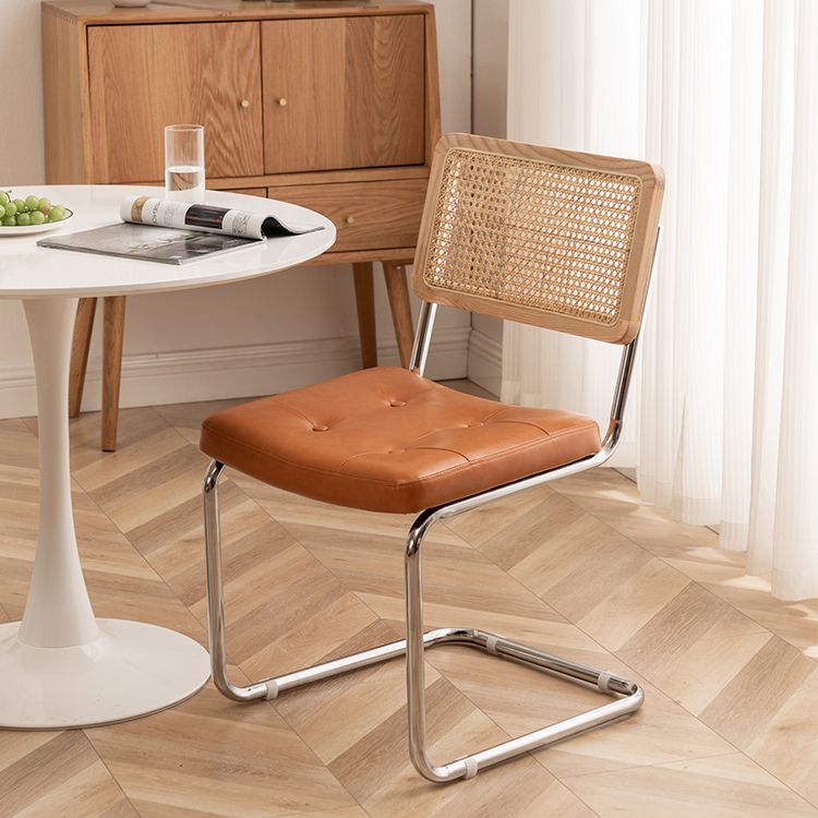 Leather Side Chair Industrial Metal Base Dining Chair for Home Use Clearhalo 'Dining Chairs' 'Dining Tables & Seating' 'dining_chair' 'furn' 'furn_dining_chair' 'Furniture' 'Kitchen & Dining Furniture' 1200x1200_4b4e65a7-84b3-4c1c-bb62-782639deaae4