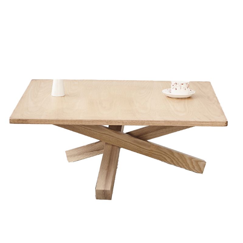 Table basse scandinave avec pieds croisés en bois massif naturel