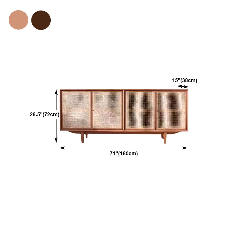 Rattan 4 puertas servidor de buffet de estilo de madera de estilo simple para sala de estar para sala de estar