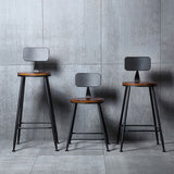 Indoor Industrial Style Wood Top Barstool Metal 4 Legs Bar Stool with Pedal Clearhalo 'Bar Furniture' 'Bar Stools' 'bar_stools' 'furn' 'furn_bar_stools' 'Furniture' 'Kitchen & Dining Furniture' 1200x1200_4b51dfe6-769e-4870-bfd4-cd12f64d9f8b