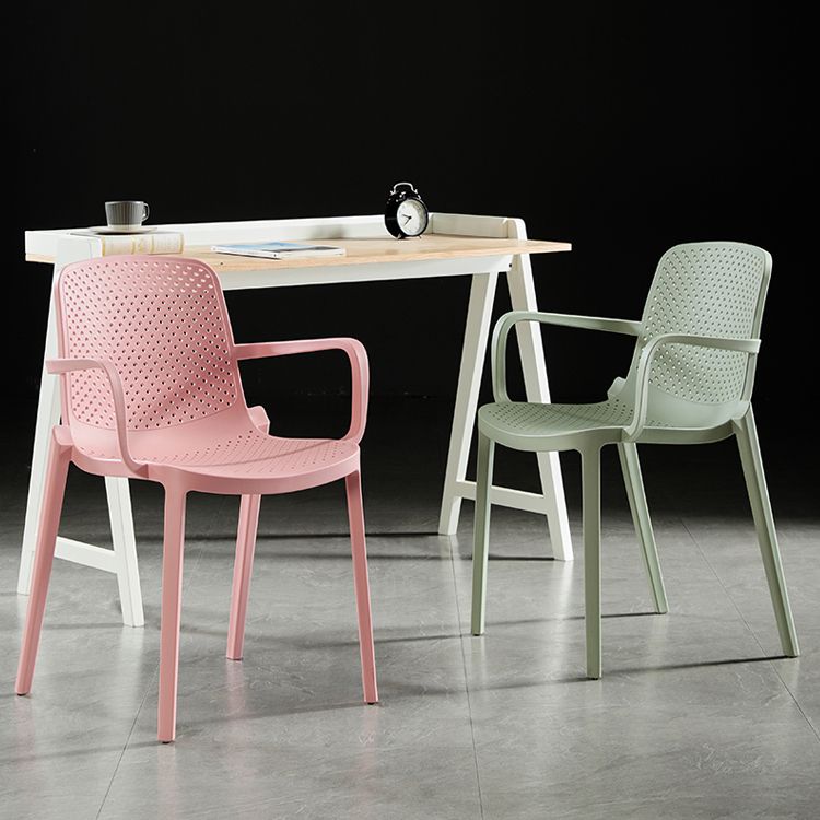 Scandinavian Dining Arm Chairs Plastic Solid Back Armchairs (Set of 4) Clearhalo ' kitchen&dining_furn' 'Dining Chairs' 'Dining Tables & Seating' 'dining_chair' 'furn' 'furn_dining_chair' 'Furniture' 'furniture_dining_chair' 'Kitchen & Dining Furniture' 'kitchen' 1200x1200_4b5208eb-99da-4792-8651-45521754a201