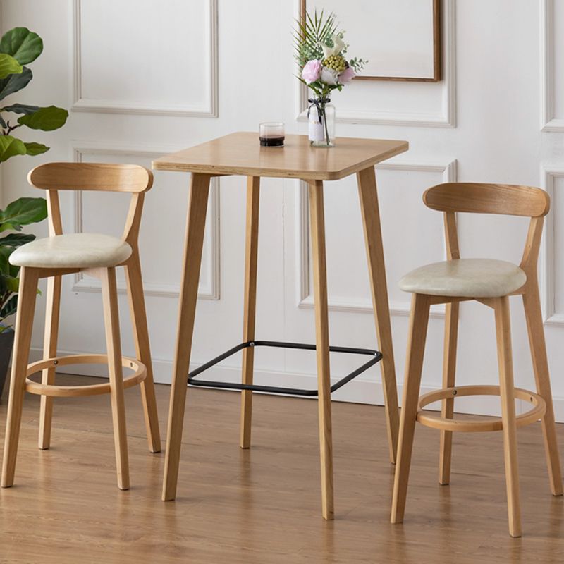 Modern Style Square Solid Wood Footrest Top Bar Dining Table for Home