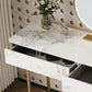 Glam Slate and Metal Makeup Dressing Table Stool Set with 2 Drawers