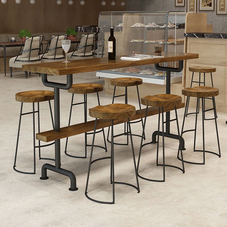 Rectangle Bar Dining Table Contemporary Wood Bar Table with Trestle Base Clearhalo 'Bar Furniture' 'Bar Tables' 'bar_tables' 'furn' 'furn_bar_tables' 'Furniture' 'furniture_bar_tables' 'Kitchen & Dining Furniture' 1200x1200_4b575297-ed0b-4b67-95ce-e6bc29579a04