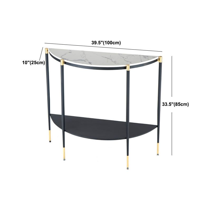 Tavolino console in marmo glam mezza luna 4 gambe accento tavolo per hall