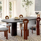 Modern Wood Dining Table with Double Pedestal Ellipse Table for Dining Room Clearhalo 'Dining Tables & Seating' 'Dining Tables' 'dining_table' 'furn' 'furn_dining_table' 'Furniture' 'Kitchen & Dining Furniture' 1200x1200_4b59288e-021d-4a56-810b-59484d2ba08e