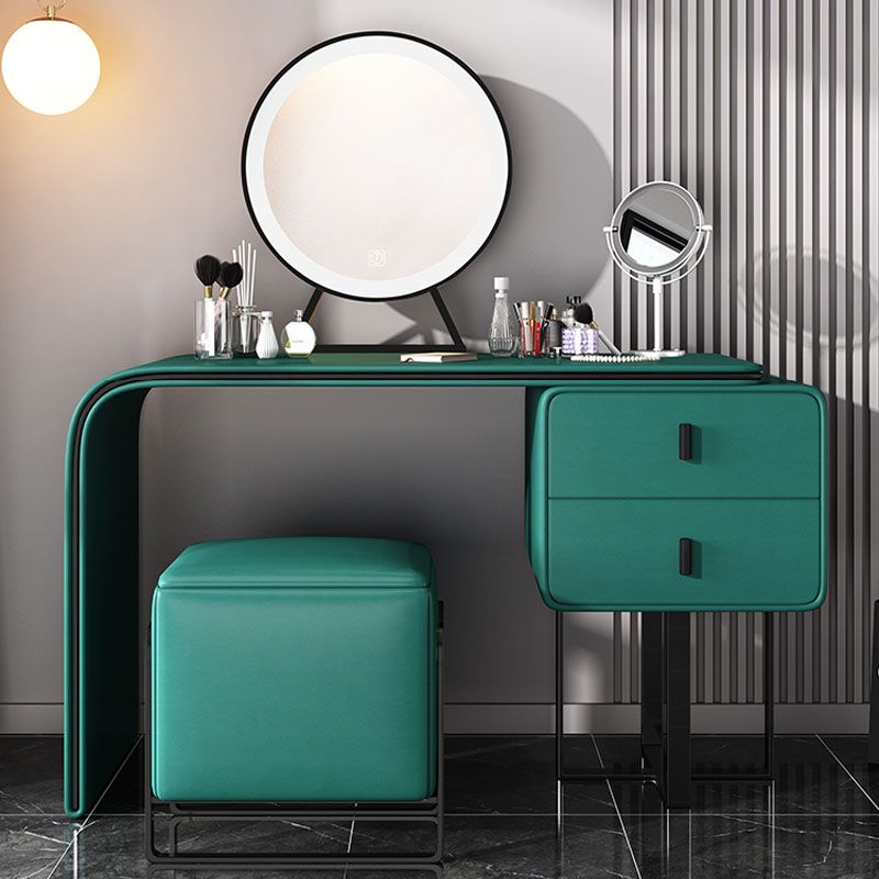 Vanité de maquillage de 20,47 "avec 2 tiroirs de rangement en faux cuir commode