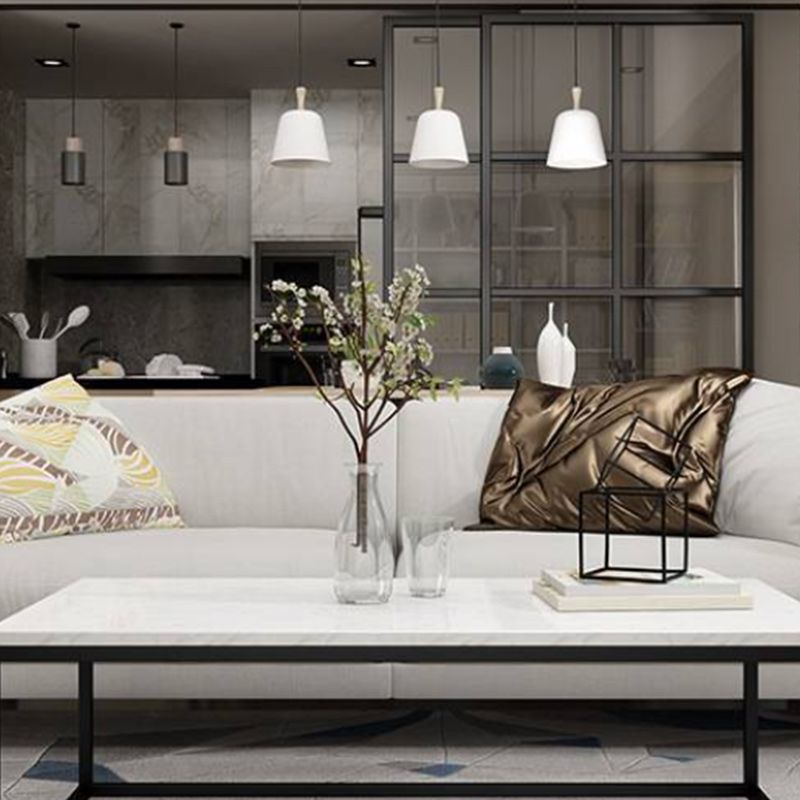 Glam Coffee Table with Metal Frame Base and Marble Top in White Clearhalo 'Coffee & Accent Tables' 'Coffee Tables' 'coffee_tables' 'furn' 'furn_coffee_tables' 'Furniture' 'Living Room Furniture' 1200x1200_4b5a52fe-9efe-4942-b3df-68f8998ba974