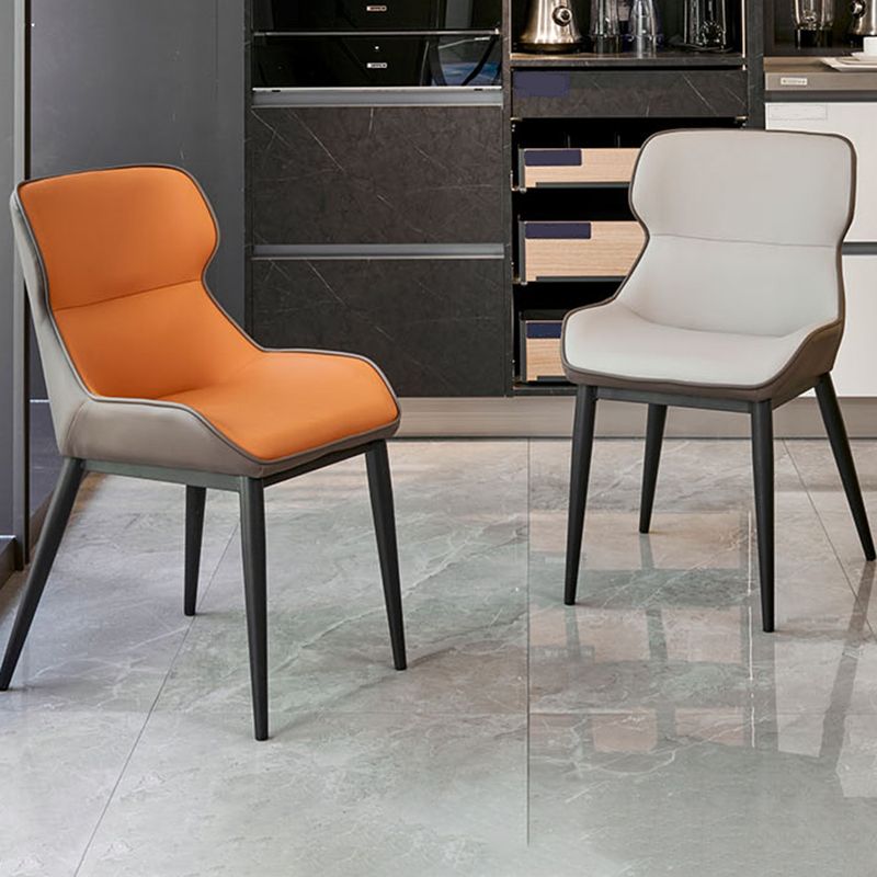 Contemporary Metal Dining Arm Chair Faux Leather Side Chair for Home Use (Set of 2) Clearhalo ' kitchen&dining_furn' 'Dining Chairs' 'Dining Tables & Seating' 'dining_chair' 'furn' 'furn_dining_chair' 'Furniture' 'furniture_dining_chair' 'Kitchen & Dining Furniture' 'kitchen' 1200x1200_4b5a9399-9c19-42ec-a98c-5fd238e840ef