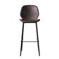 Modern Backrest Armless Counter Stool Iron Cafe Bar High Stool with Leather Cushion
