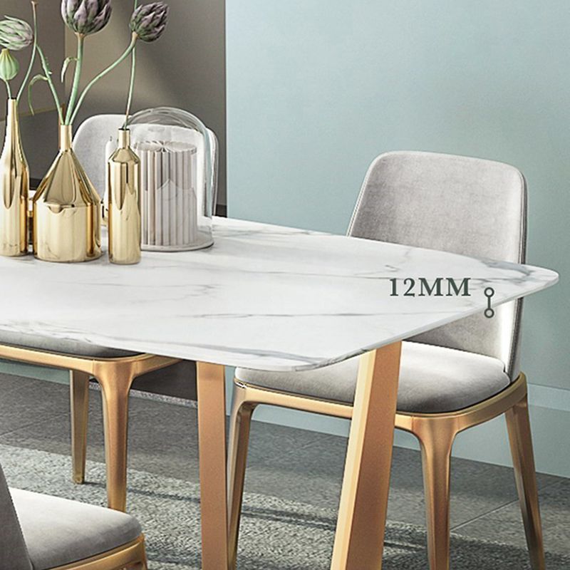 Traditional Luxury Dining Table Sintered Stone Table with Gold Frame for Home Clearhalo 'Dining Tables & Seating' 'Dining Tables' 'dining_table' 'furn' 'furn_dining_table' 'Furniture' 'Kitchen & Dining Furniture' 1200x1200_4b6066d8-0091-47c4-8bbc-19cd8db76526