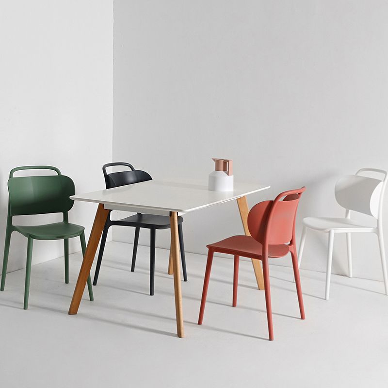 Contemporary Plastic Dining Room Chairs Open Back Dining Side Armless Chair (Set of 2) Clearhalo ' kitchen&dining_furn' 'Dining Chairs' 'Dining Tables & Seating' 'dining_chair' 'furn' 'furn_dining_chair' 'Furniture' 'furniture_dining_chair' 'Kitchen & Dining Furniture' 'kitchen' 1200x1200_4b616478-b4f1-422d-8e09-69679e6c6f33