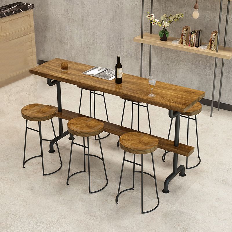 Industrial Wood Bar Set Wood 1/2/4/7/9 Pieces Rectangle Trestle Bistro Set in Natural Clearhalo 'Bar Furniture' 'furn' 'furn_home_bar_bar_sets' 'Furniture' 'Home Bars & Bar Sets' 'home_bar_bar_sets' 'Kitchen & Dining Furniture' 1200x1200_4b623a1b-cc72-45b0-aff1-92d42f234b87