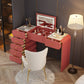 Flip Single Mirror Dresser Stone Top Vanity Desk with 6 Drawers