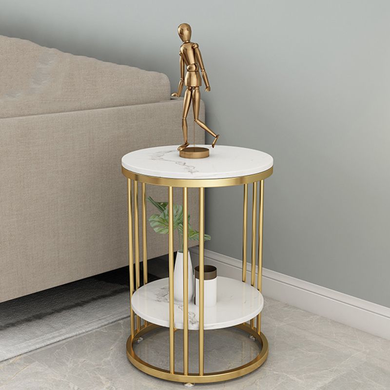 Faux Marble Accent Table Nightstand 21.65" Tall Glam Bedside Cabinet with 2 Shelves Clearhalo 'Bedroom Furniture' 'furn' 'furn_night_stand' 'Furniture' 'night_stand' 'Nightstands' 1200x1200_4b64eaa5-6546-4c0e-94ea-fdc6bf26e8bd