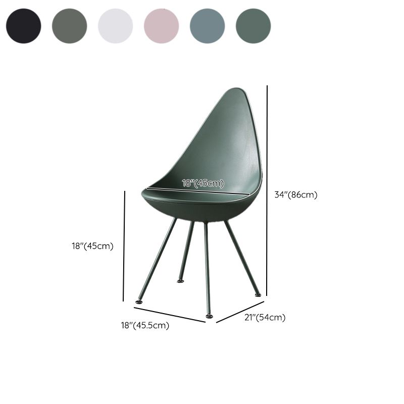 Industrial Style Armless Chair Solid Back Side Plastic Chair with Metal Base
