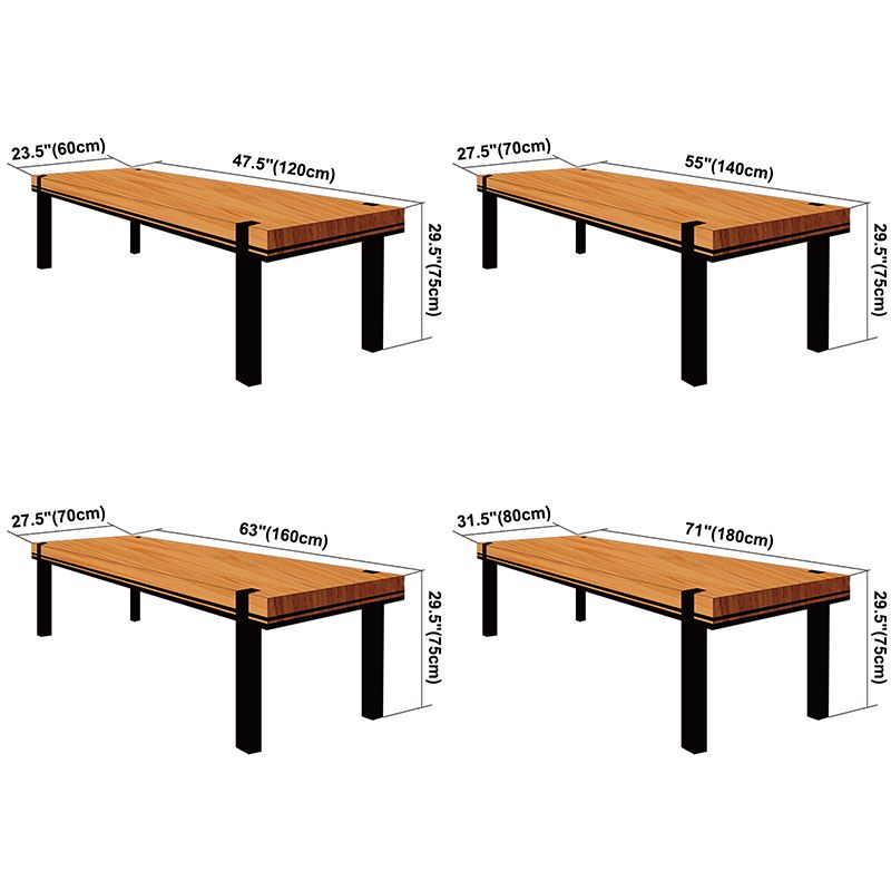 Rectangle 4 Legs Industrial Dining Table Wood Color Fixed Table with Solid Wood Clearhalo ' dining_table' 'Dining Tables & Seating' 'Dining Tables' 'furn' 'furn_dining_table' 'Furniture' 'furniture_dining_table' 'Kitchen & Dining Furniture' 'kitchen&dining_furn' 'kitchen' 'kitchen_dining_table' 1200x1200_4b7090a2-4347-43dd-8a02-c0674316b016