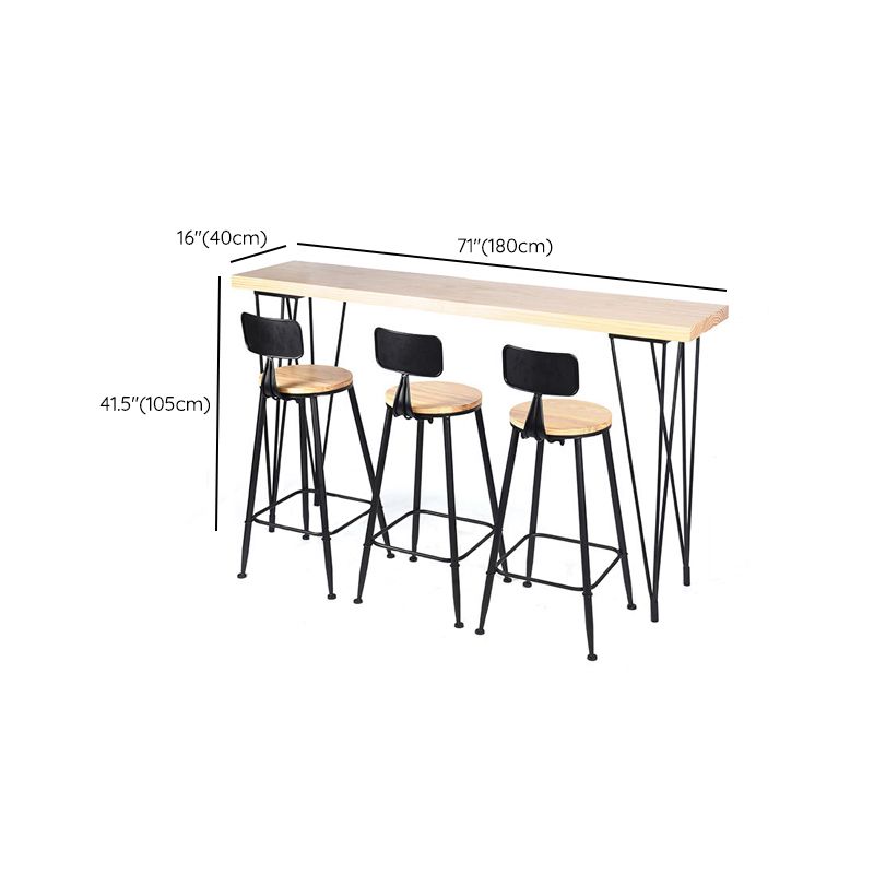 Wood Top Table Industrial Style Bistro Pub Table with 4 Legs Clearhalo 'Bar Furniture' 'Bar Tables' 'bar_tables' 'furn' 'furn_bar_tables' 'Furniture' 'Kitchen & Dining Furniture' 1200x1200_4b70a144-630f-4c34-b054-f09d9ee93e8d
