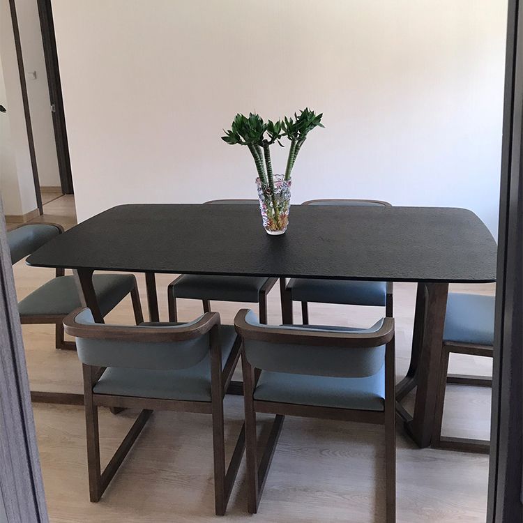 Modern Sintered Stone Dining Table Set Rectangular Dining Table with Solid Wood Base Clearhalo 'Dining Room Sets' 'Dining Tables & Seating' 'dining_room_set' 'furn' 'furn_dining_room_set' 'Furniture' 'furniture_dining_room_set' 'Kitchen & Dining Furniture' 'kitchen&dining_furn' 'kitchen' 1200x1200_4b71ba37-a8c2-4ec4-9389-7e0752f7a069