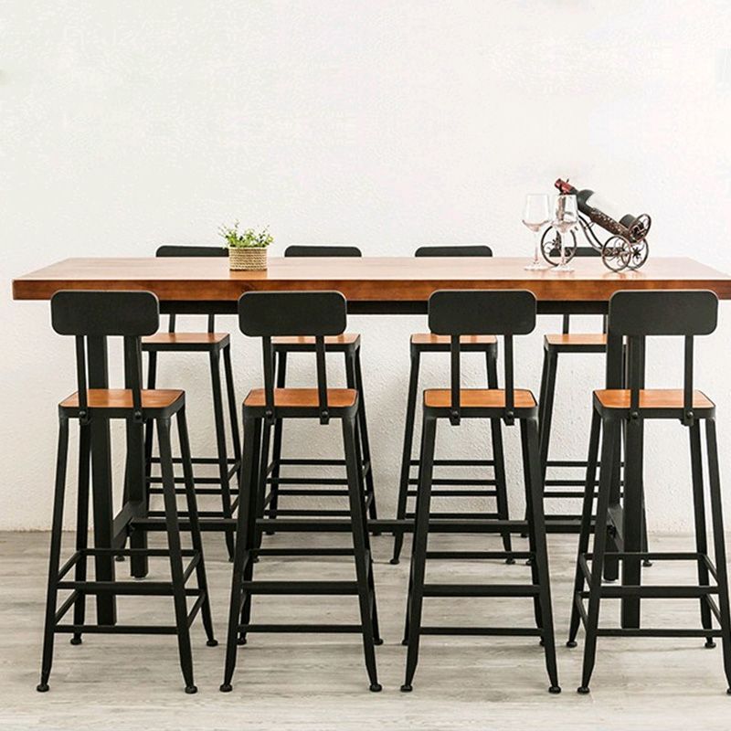 Mesa de bar con base metálica moderna Mesa rectangular de madera para pub bistró